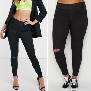 Spanx Women's Vintage Distressed Ankle Skinny Jeans Black Size M
